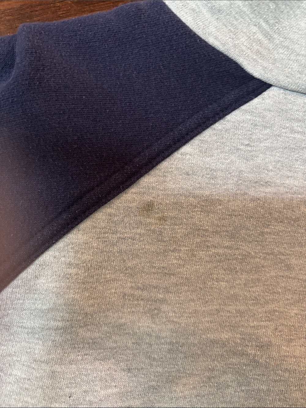 Coca Cola Women’s Hooded Pullover Sweatshirt - Gray with Navy Sleeves - Picture 4 of 5